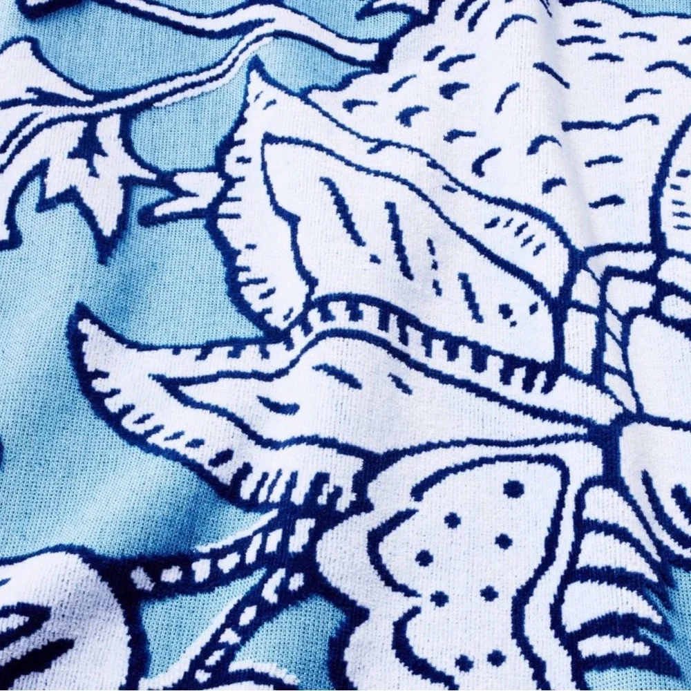 💙🩵Roller Rabbit x Target Floral Vines Beach Towel Blue